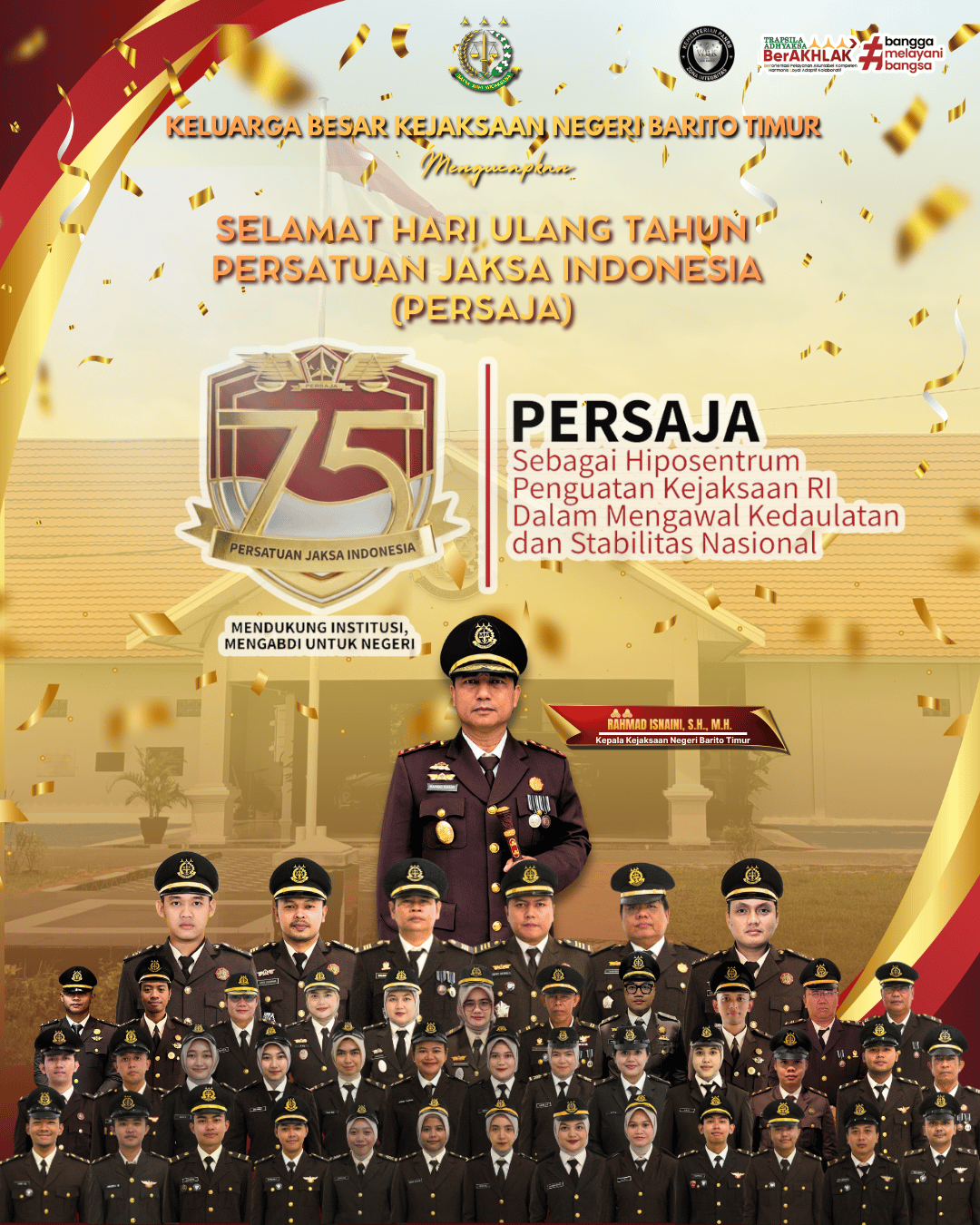 Selamat Hari Ulang Tahun Persatuan Jaksa Indonesia (PERSAJA) Ke-75 Tahun.