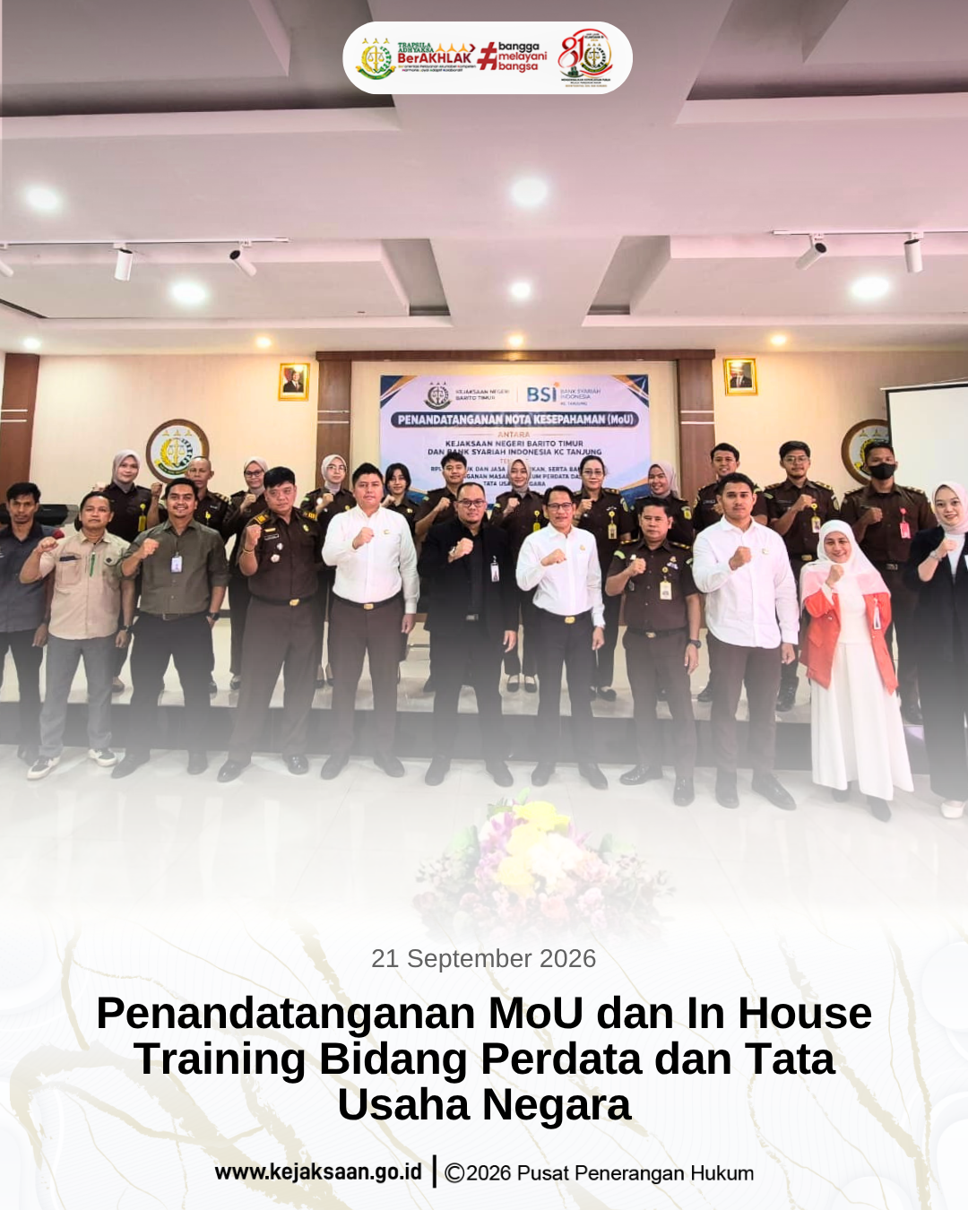 Penandatanganan MoU dan In House Training Bidang Perdata dan Tata Usaha Negara